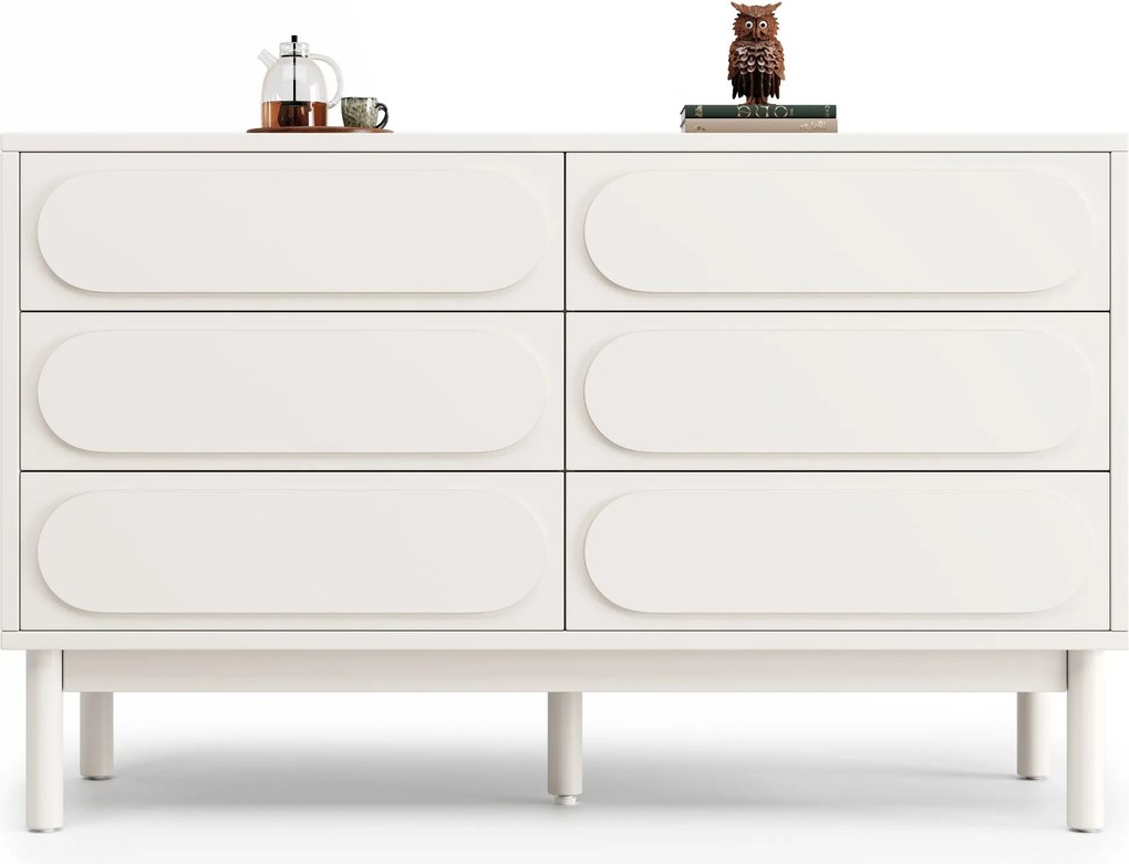 Dulap alb pentru sufragerie cu 6 sertare încăpătoare, Alb | Aosom Romania