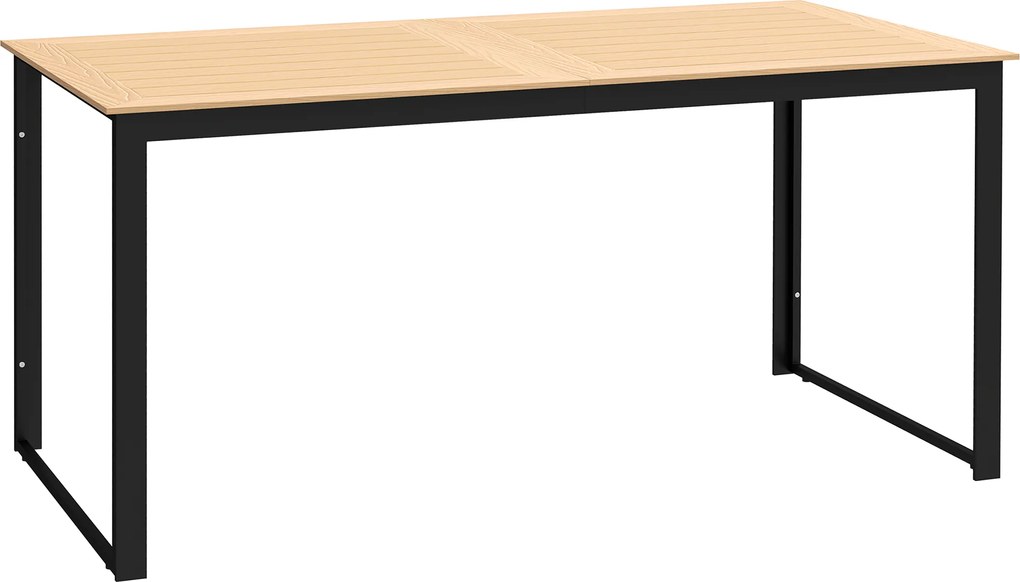 Outsunny Masă de grădină pentru 6 persoane 160 x 80 cm, rezistentă la intemperii, masă balcon cu blat cu lamele, masă buffet outdoor Teak | Aosom Romania