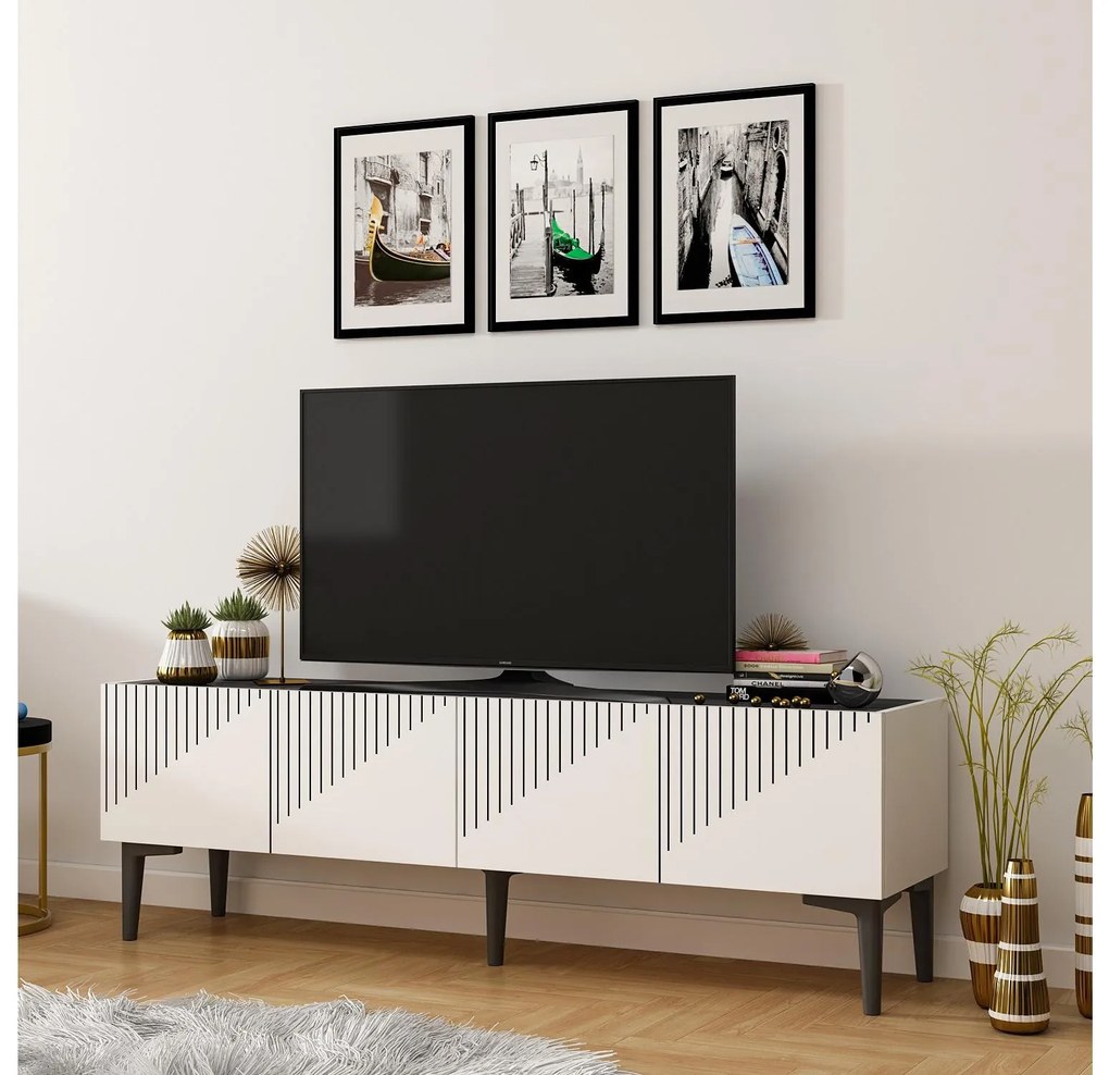 Masă TV/Dulap Tomune 4 (alb + negru) . 1095229