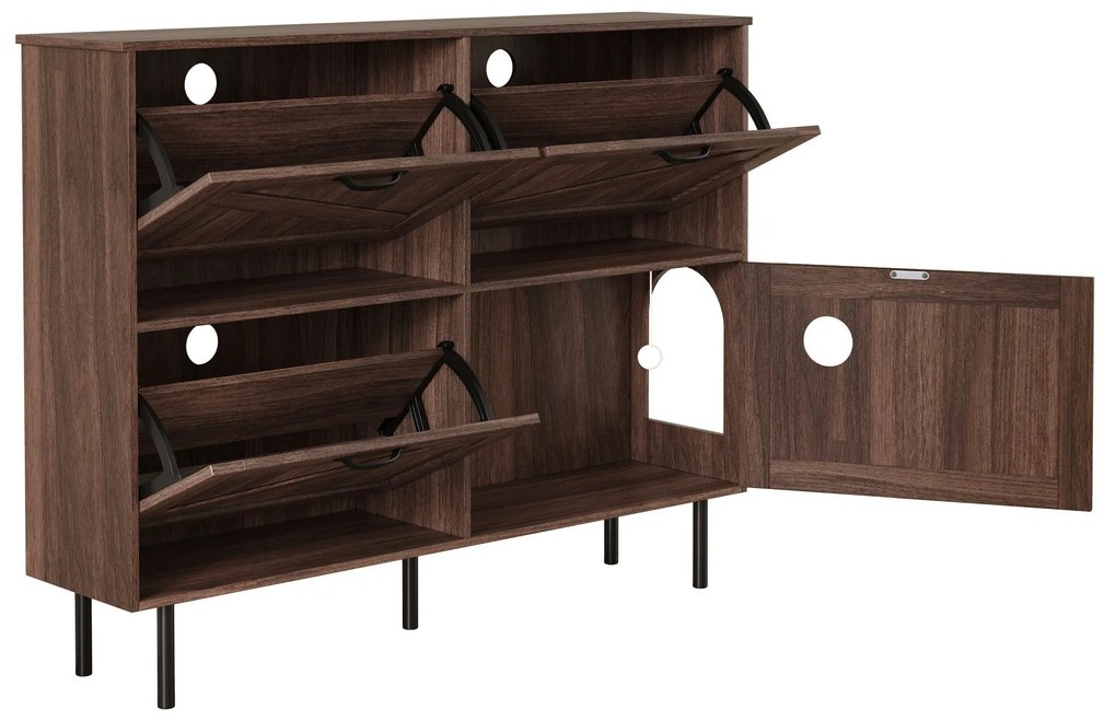 Pantofar cu 3 clapete, cu raft pentru jucării pentru animale de companie, 120x28x92 cm, Maro