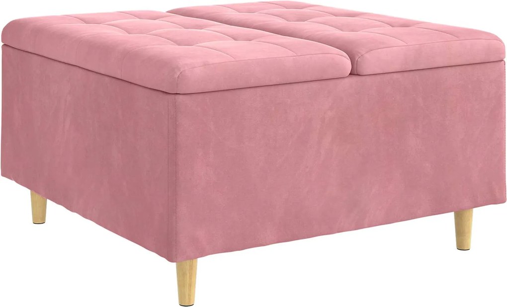 vidaXL Ottomană de depozitare cu pernă Roz 80 x 80 x 45 cm Catifea