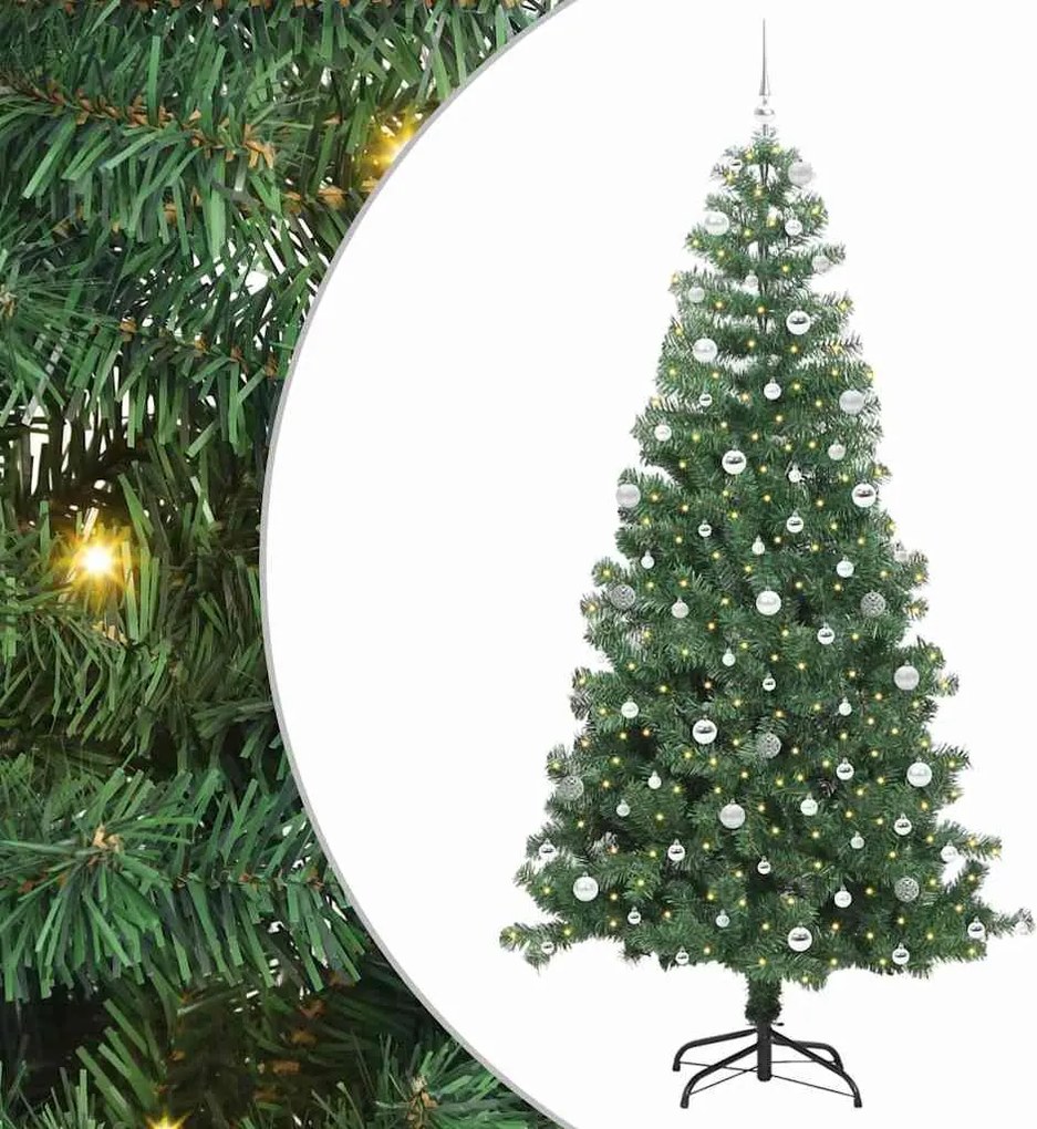 vidaXL Brad de Crăciun cu 300 LED cu suport Verde 240 cm PVC