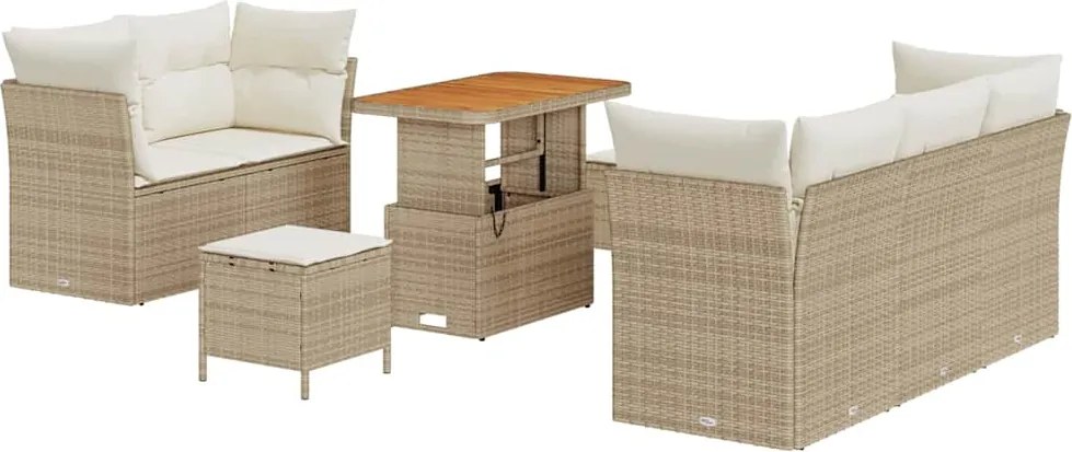 vidaXL Set de canapele pentru grădină cu pernă 8 pcs bej și crem