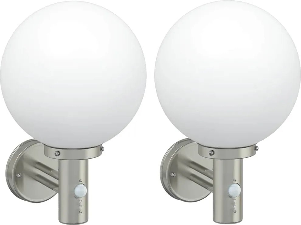 vidaXL Lumină de perete pentru exterior 2 pcs Argintiu 28 x 25 x 38 cm