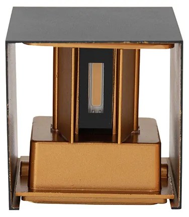 Aplică de perete exterioară neagră cu auriu inclusiv LED 2 lumini IP54 - Edwin