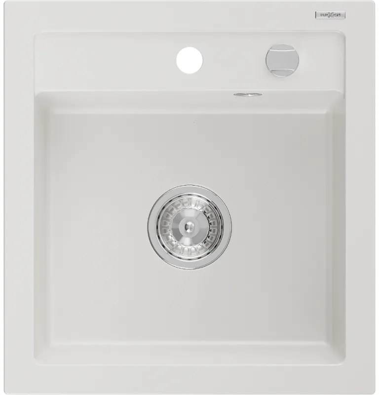 Mexen Vito chiuvetă de bucătărie granit cu 1 compartiment 520 x 490 mm, alb, sifon crom - 6503521000-20