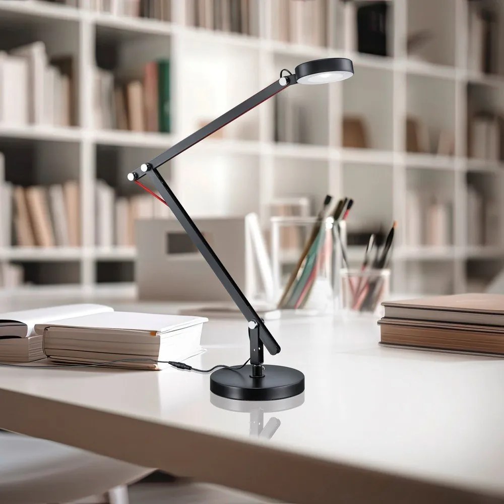 Veioză neagră LED cu structură flexibilă (înălțime 90 cm) Amsterdam – Trio