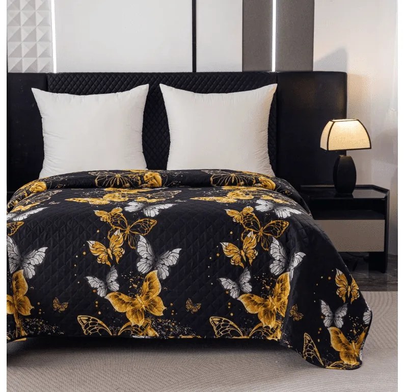 Cuvertura de pat GOLD BUTTERFLY negru Dimensiune: 220 x 240 cm