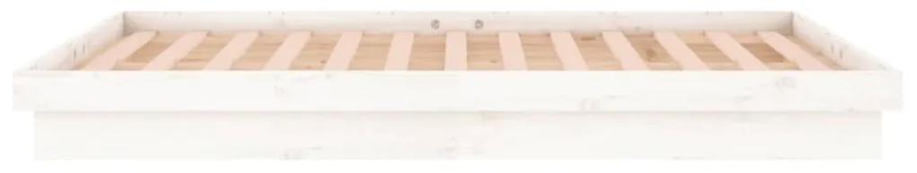 Cadru de pat King Size 5FT cu LED, alb, 150x200 cm, lemn masiv Alb, 150 x 200 cm