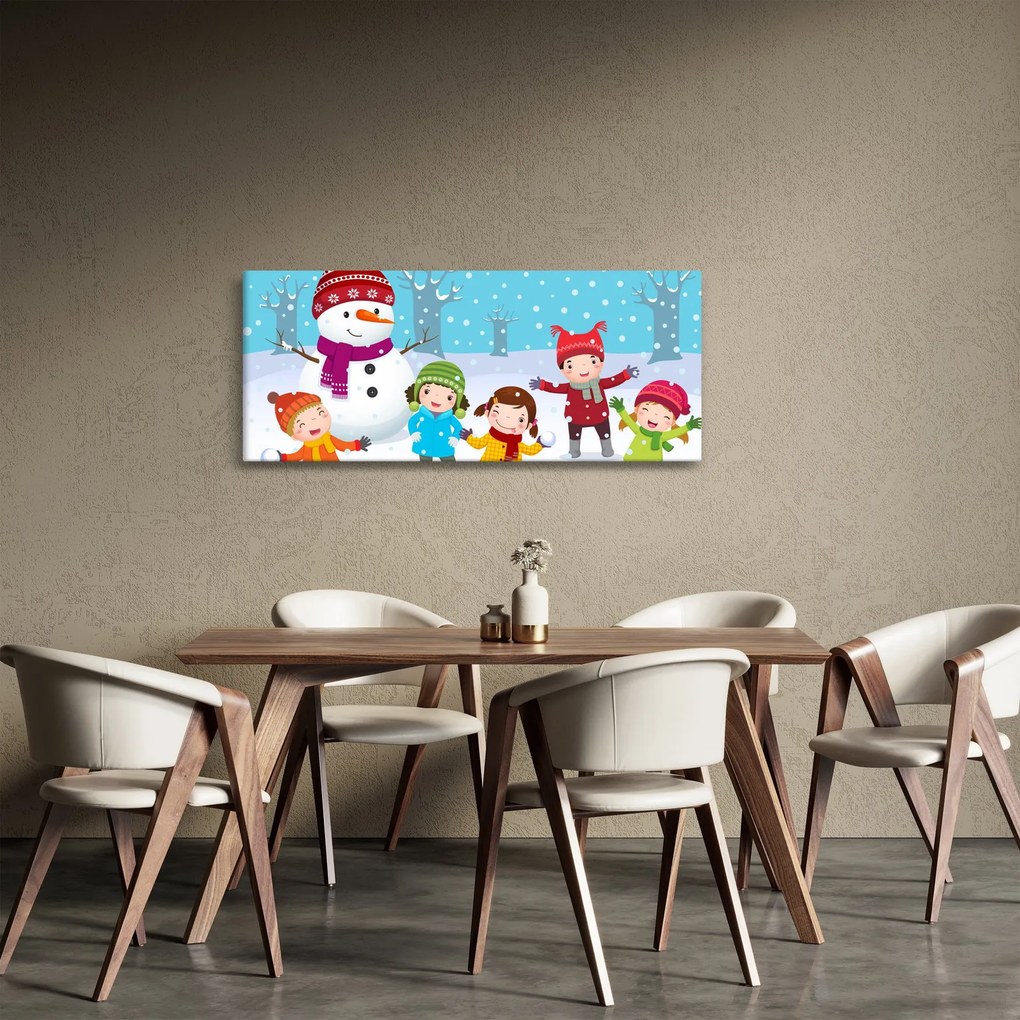 Tablou - Bucurii de iarnă pentru copii (120x50 cm)