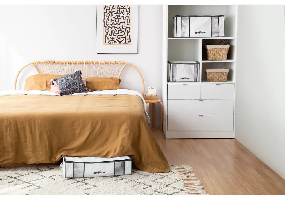 Cutie de depozitare pentru haine din material textil cu vacuum/cu pereți întăriți 65x45x27 cm Life – Compactor