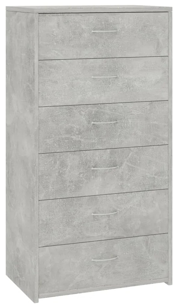 800670 vidaXL Dulap cu 6 sertare, gri beton, 50x34x96 cm, lemn prelucrat