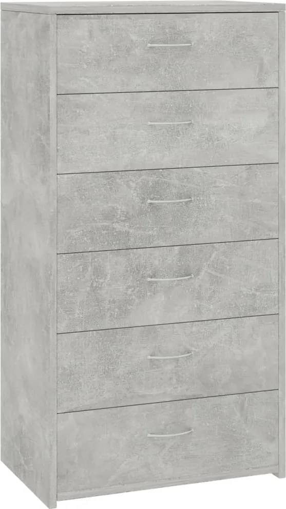 vidaXL Dulap cu 6 sertare, gri beton, 50x34x96 cm, lemn prelucrat