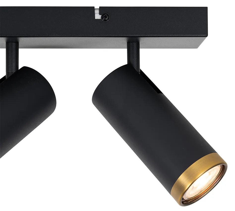 Plafoniera moderna cu spoturi negre cu bronz, 4 lumini reglabile - Renna