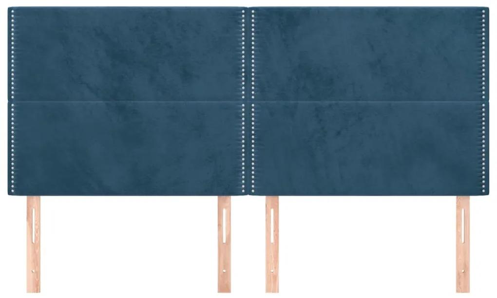 Tablii de pat, 4 buc, albastru inchis, 90x5x78 88 cm, catifea 4, Albastru inchis, 180 x 5 x 118 128 cm