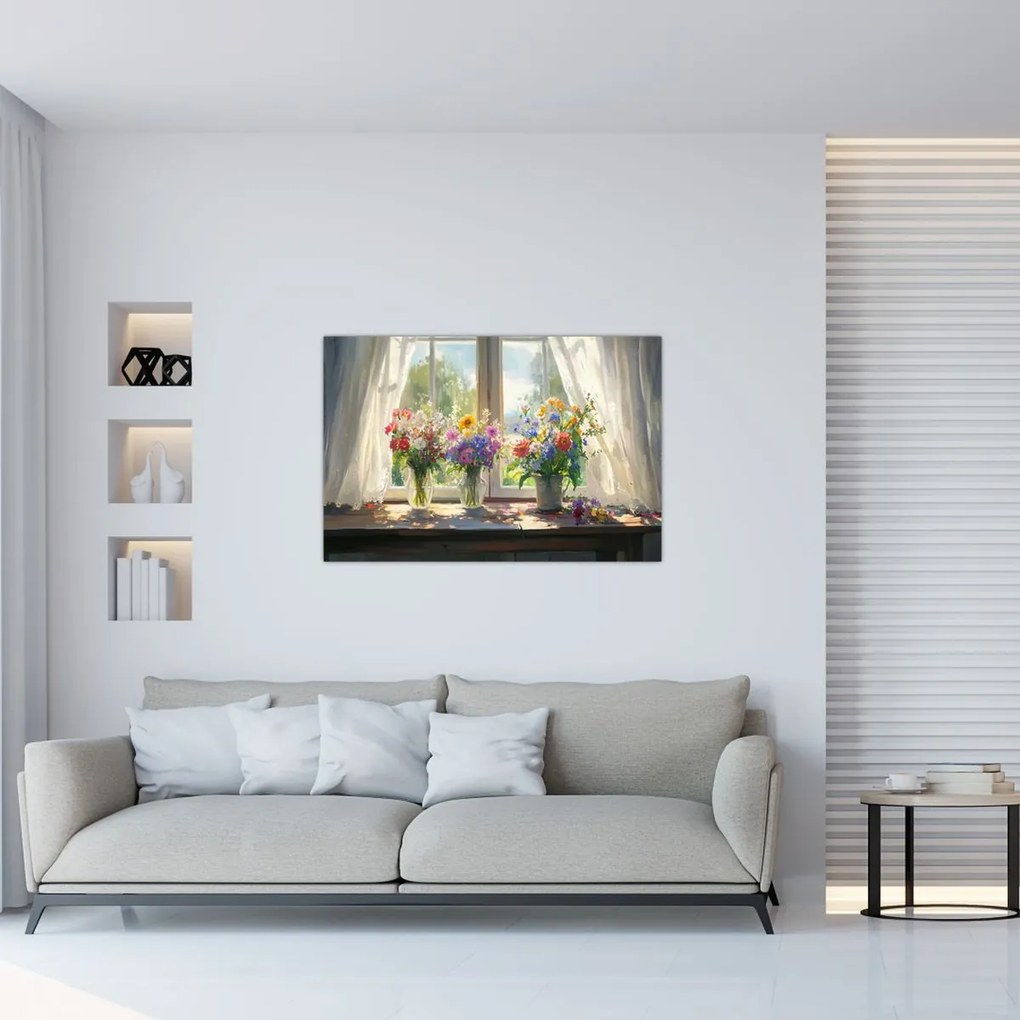 Tablou - Buchet la fereastră (90x60 cm)