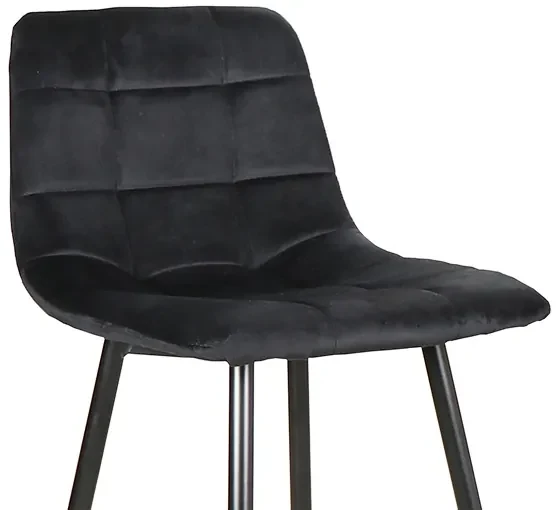Scaun de bar MILA VELVET negru cu picioare negre