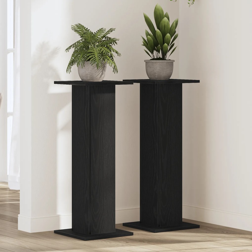 vidaXL Suport pentru plante 2 pcs Stejar negru 30 x 30 x 80 cm