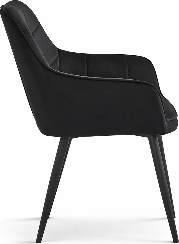 Scaun de masa VARSI VELVET cu picioare negre, negru