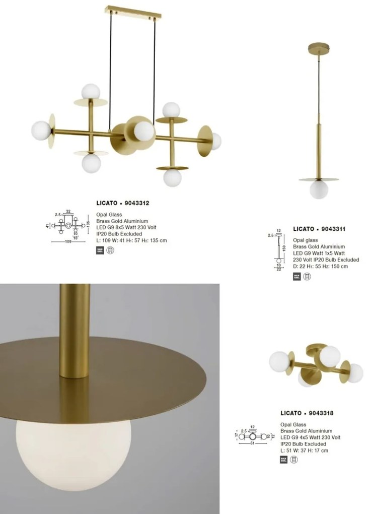 Lustra moderna suspendata design minimalist LICATO aurie 8L