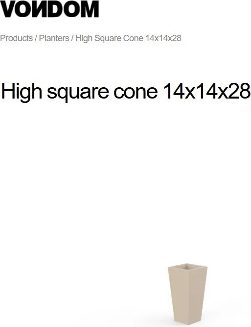 Ghiveci plante design decorativ modern interior / exterior HIGH SQUARE CONE mini 14x14x28cm