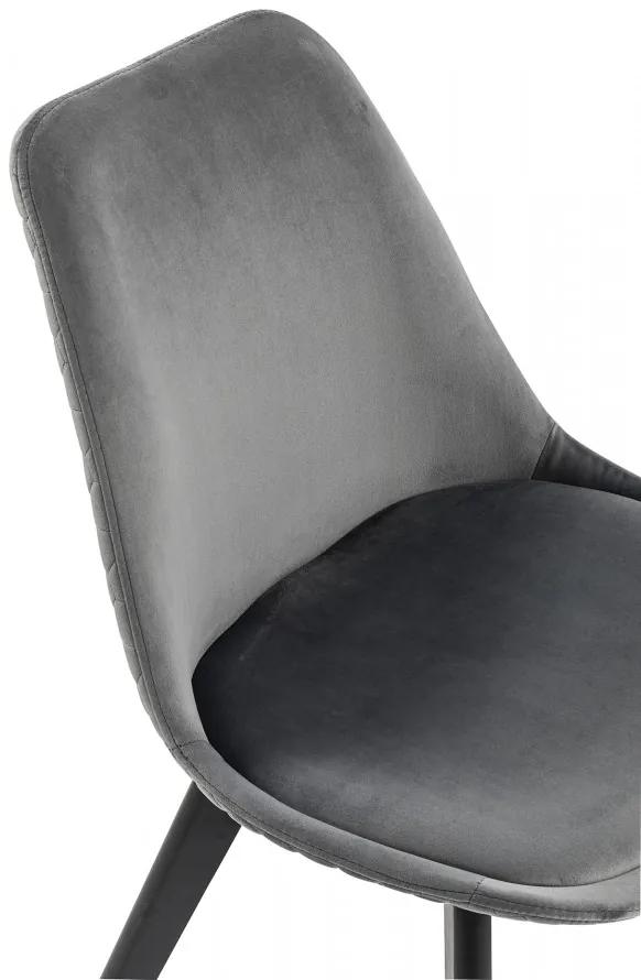 Set 2 scaune tapitate cu aspect catifelat Cleo gri