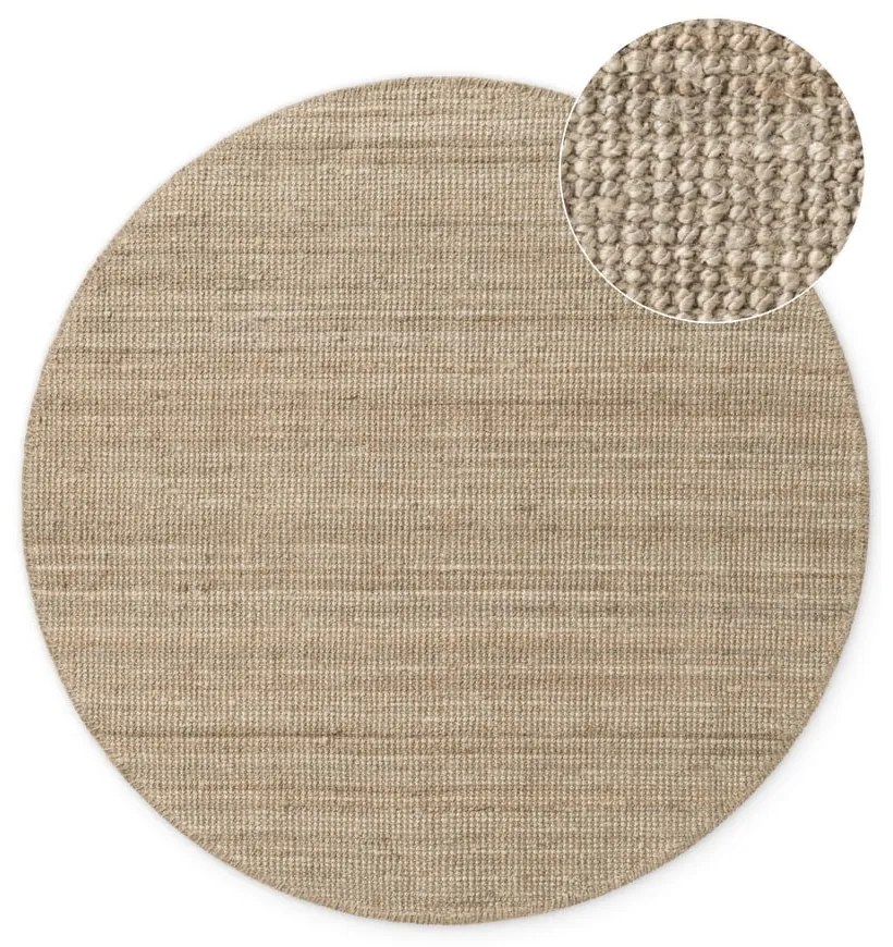 Covor taupe rotund din iută ø 200 cm Bouclé Jaipur – Hanse Home
