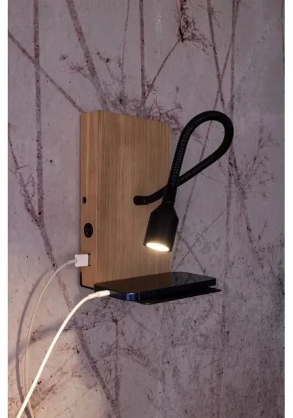 Spot-Light 5722174 - Aplica de perete LED LECTOR LED/2,5W/230V USB stejar