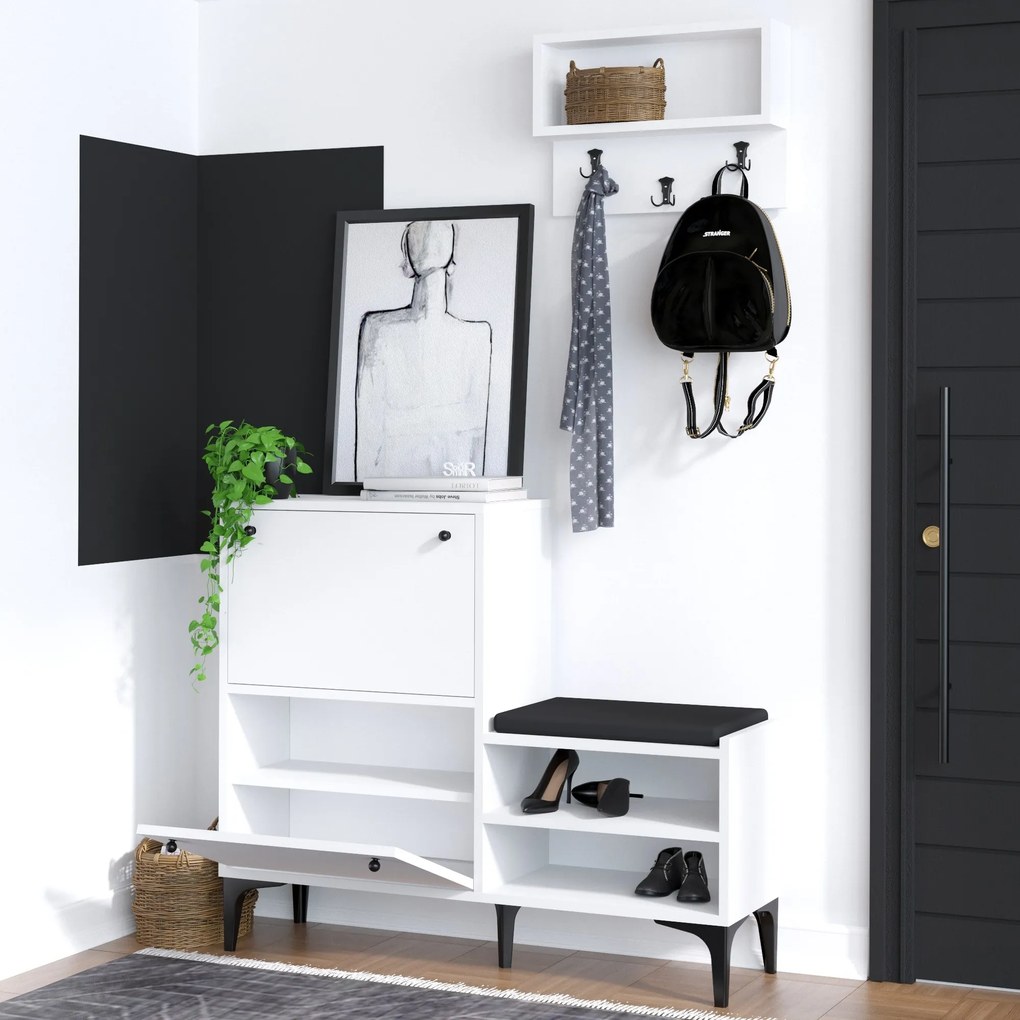 Set mobilier pentru hol Fuko (Alb + Negru). 1073371