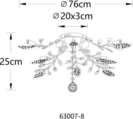 Plafoniera metal negru mat, cristale acrilice JANIS