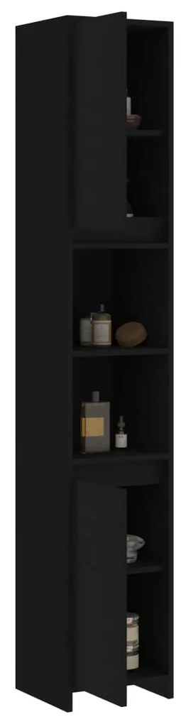 Dulap de baie, negru, 30x30x183,5 cm, PAL