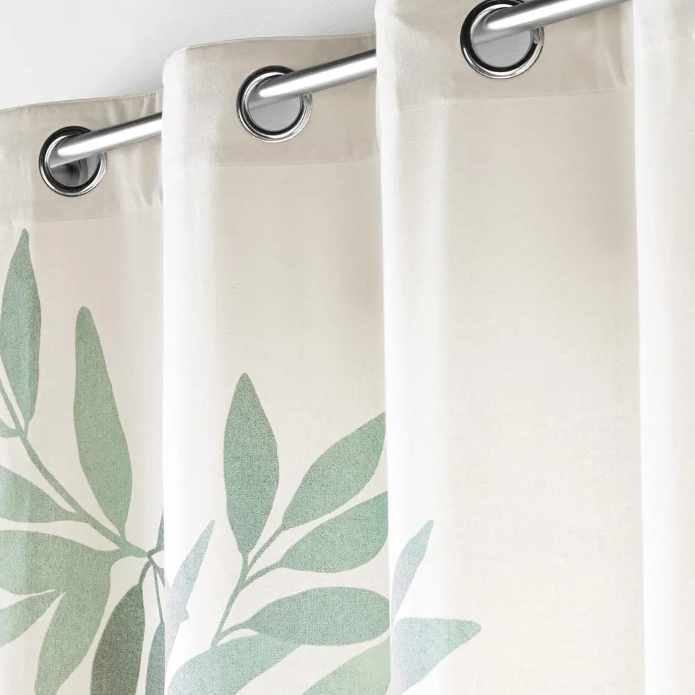 Draperie albă/verde 140x260 cm Nymphea – douceur d'intérieur