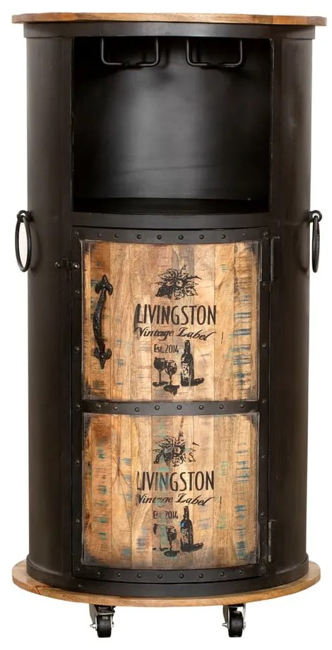 Dulap vinotecă negru din metal număr sticle 9, 60x115 cm Luni – Interia Home &amp; Living