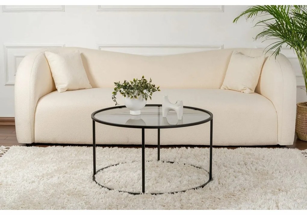 Măsuță de cafea Aurum Black cu sticlă fumurie, 80 cm