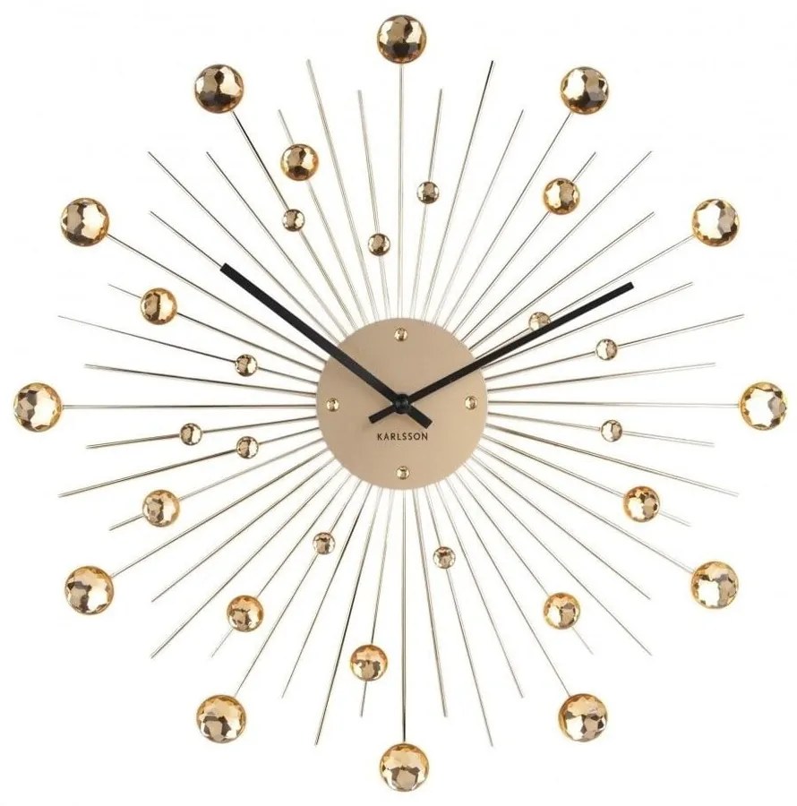 Ceas de perete cu cristale aurii Karlsson Sunburst, auriu