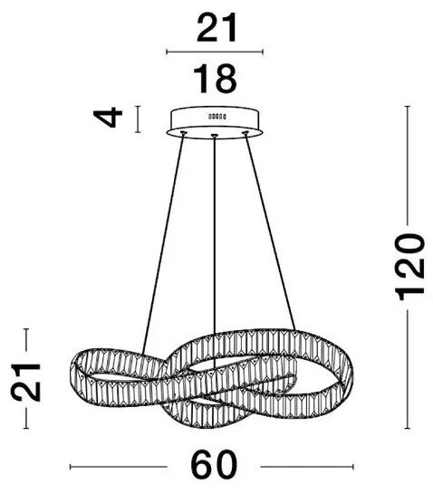 Pendul LED dimabil, cristal design elegant CONCETO crom