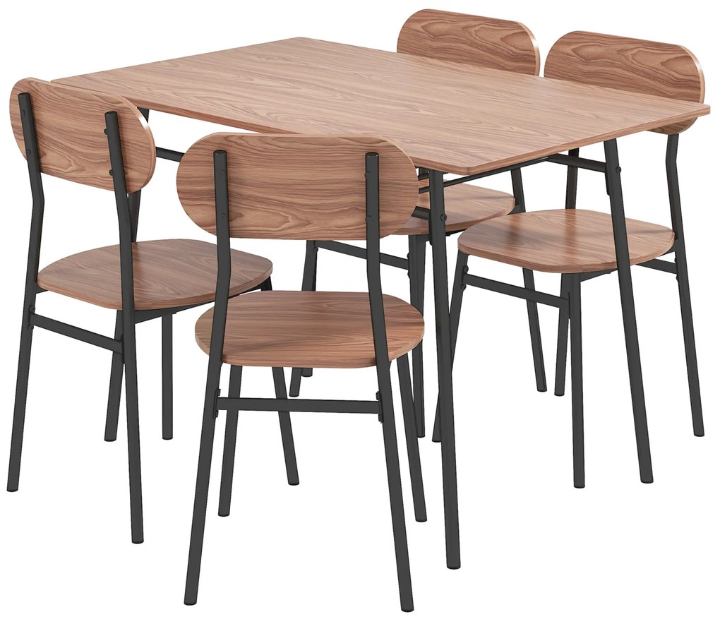 HOMCOM Set de masă cu scaune Masă de sufragerie, Design industrial, 110 cm x 70 cm x 75 cm, Maro | Aosom Romania