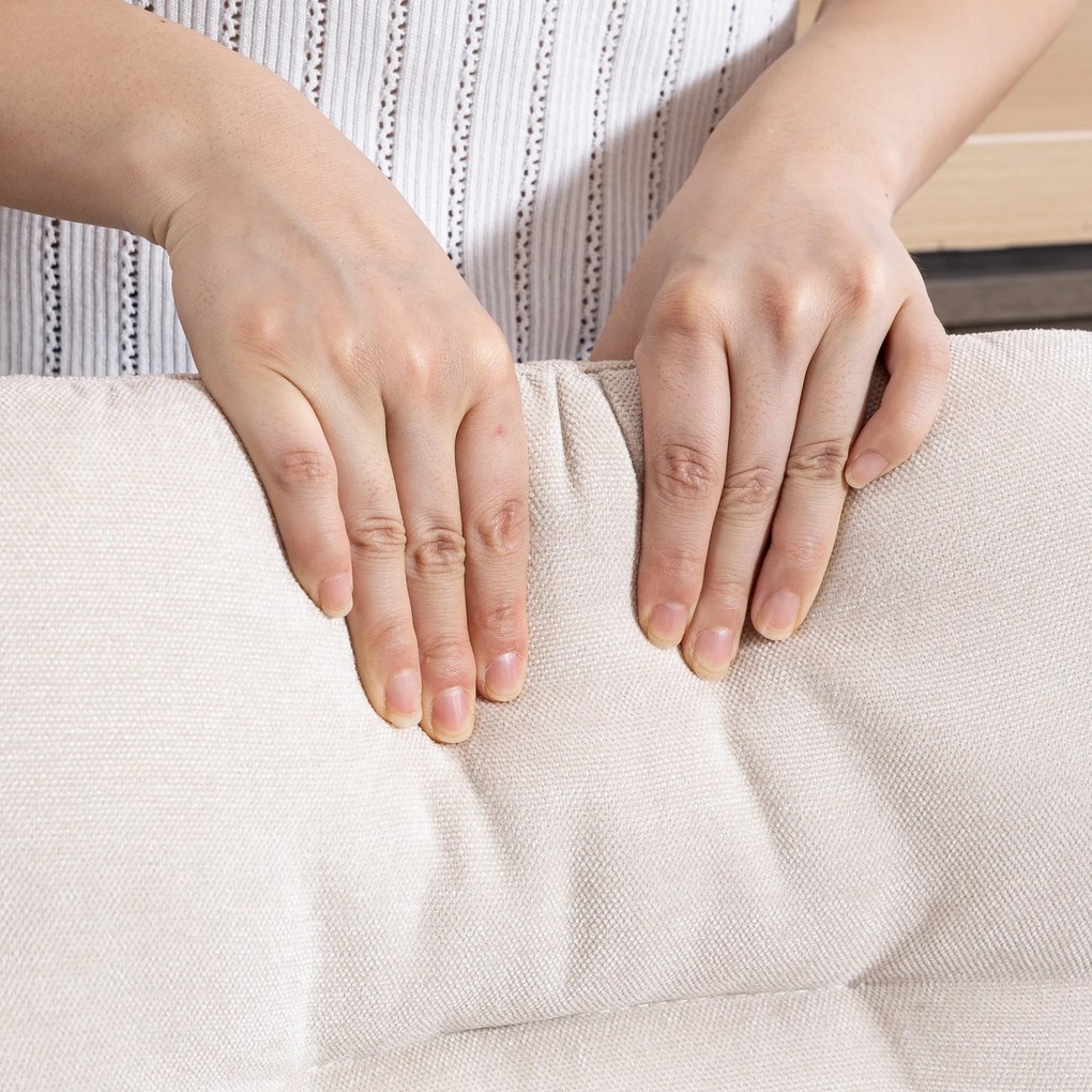 HOMCOM Set de 2 scaune înalte rotative pentru bucătărie, tapițate tip in, cu înălțime reglabilă, spătar și suport pentru picioare, Bej | Aosom Romania