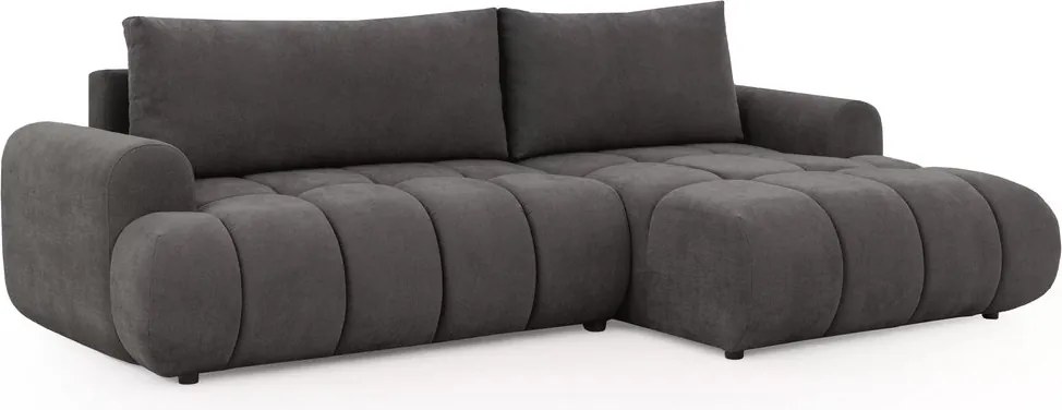 Colțar Lutario Mini cu funcție de dormit, dreapta - țesătură hidrorepelentă gri închis Venice 2021