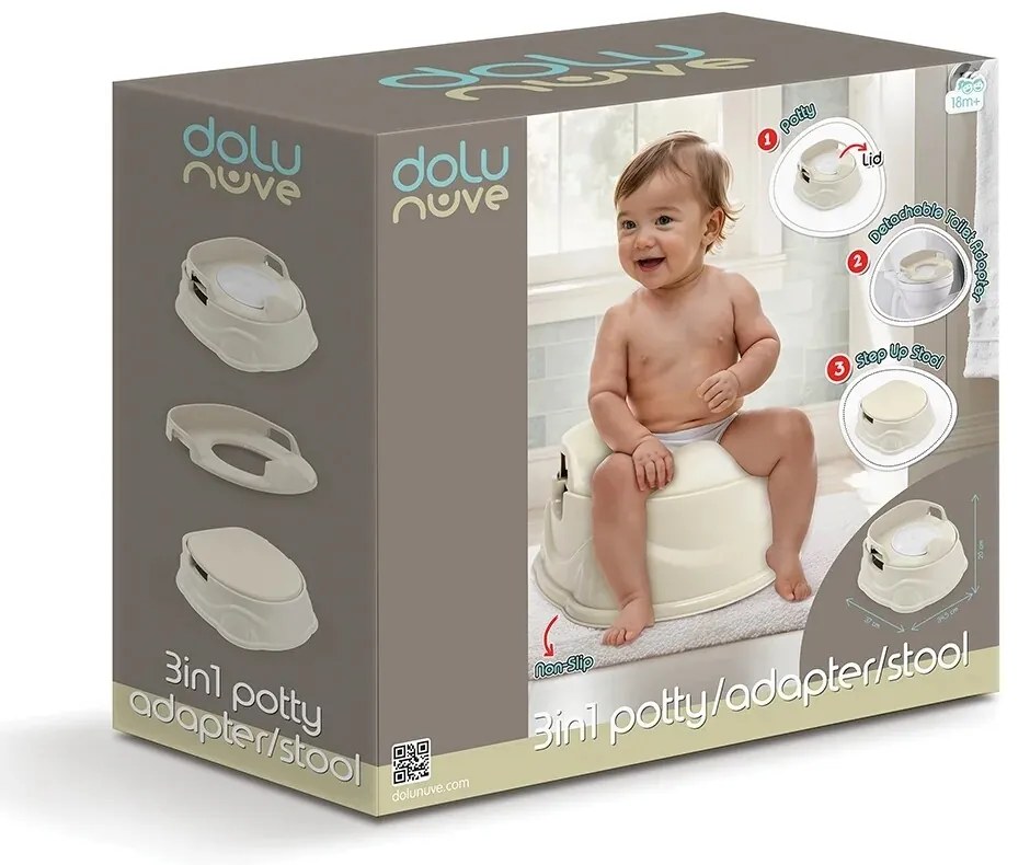 Oliță Dolu 3in1 , scaun WC, taburet, bej , 20 x34,5 x 37 cm