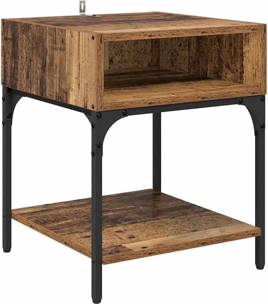 vidaXL Noptieră Lemn vechi 40 x 40 x 50 cm Lemn compozit