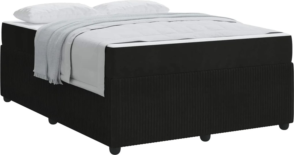 vidaXL Cadru de pat cu saltea Negru 140 x 200 cm țesătură