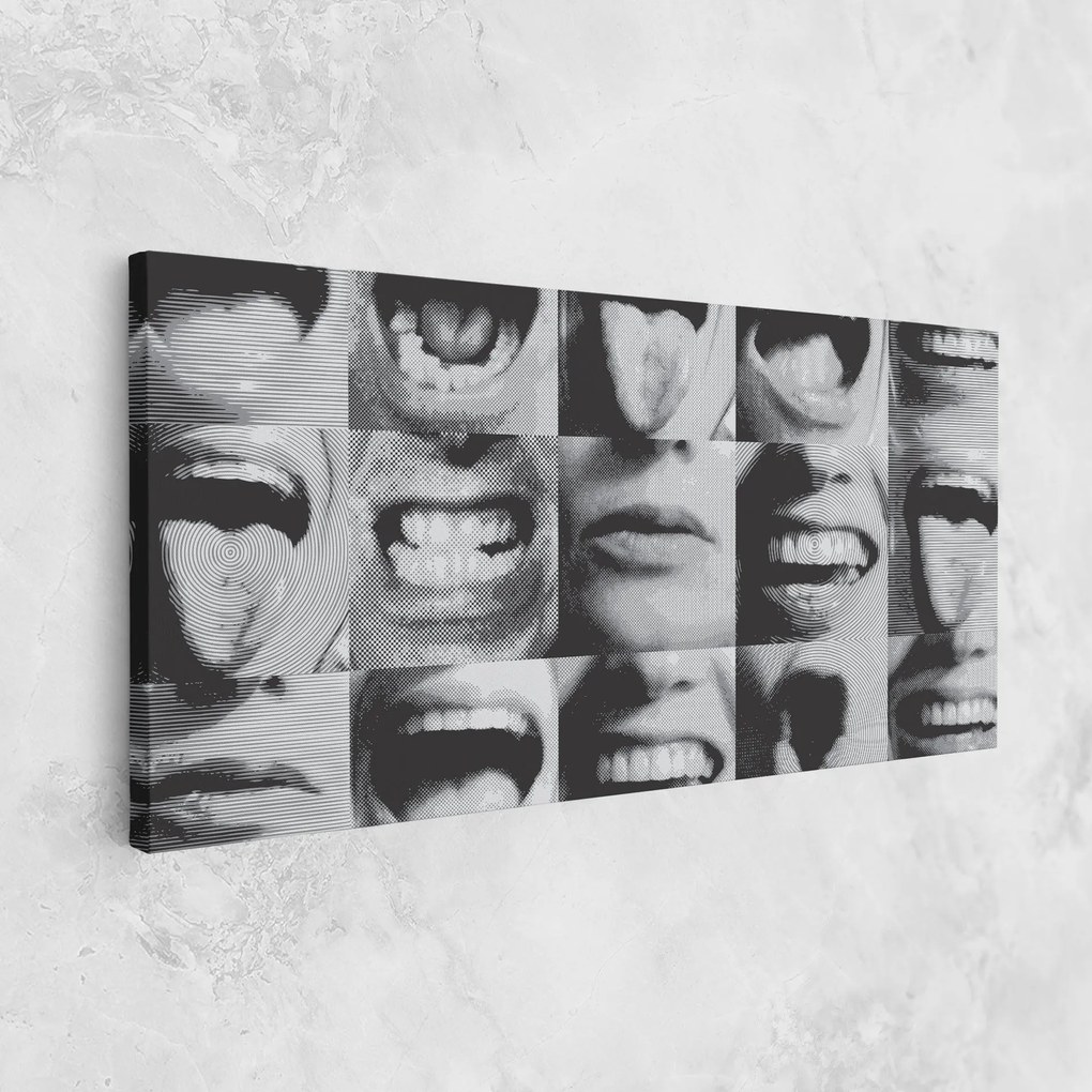 Tablou Canvas, 60x120cm, Dormitor si Living, Moderne, Colaje, Grey Mouth Collage