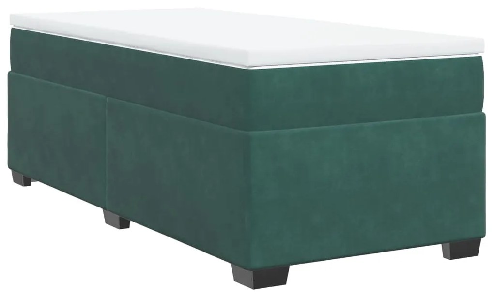 3285254 vidaXL Pat box spring cu saltea, verde închis, 90x190 cm, catifea