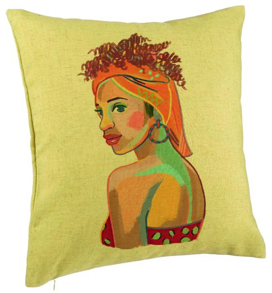 Perna Decorativa, Model Curly African, 40x40 cm, Verde, Husa Detasabila, Burduf