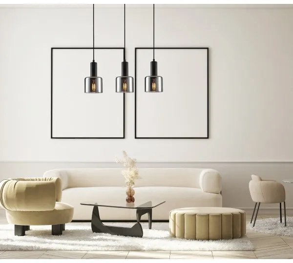 Lustră pe cablu SANTIA 3xE27/40W/230V negru ITALUX PND-65342-3-BK+SG