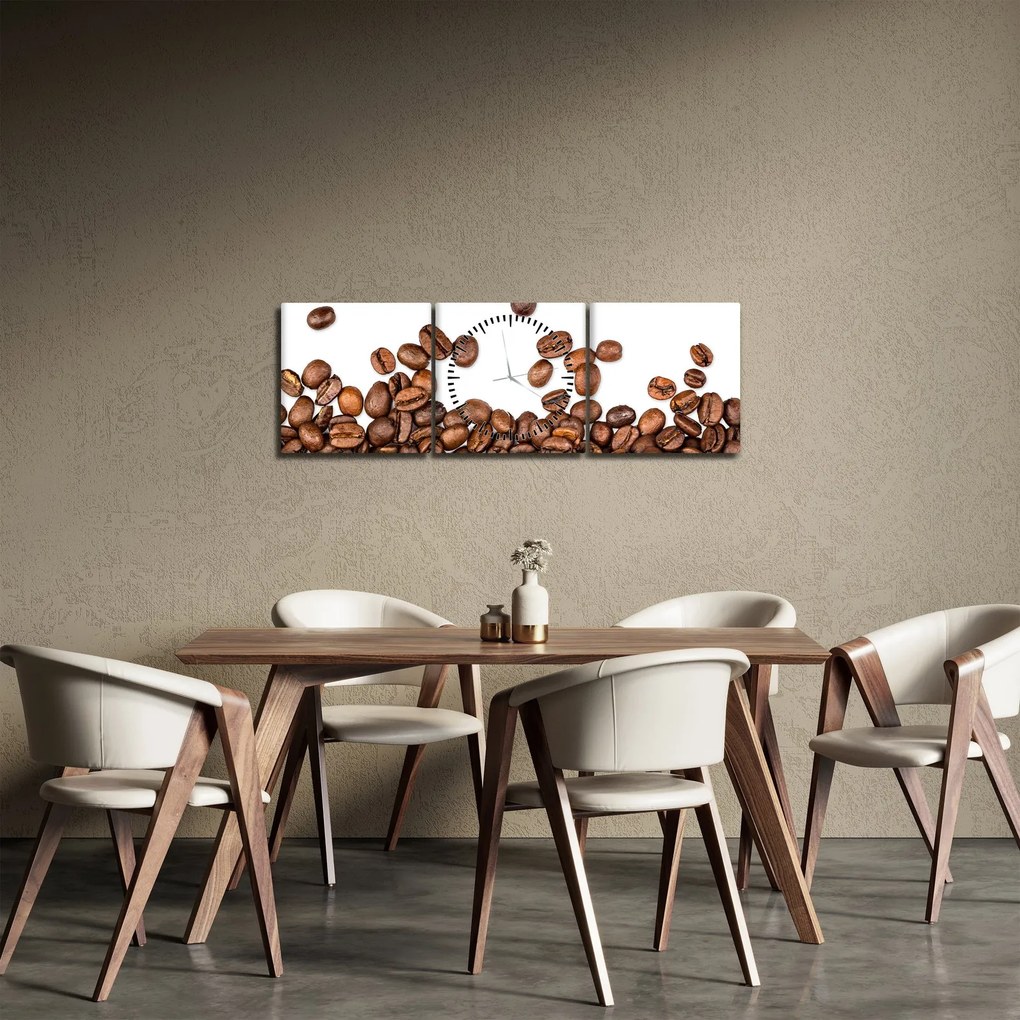 Tablou - Boabe de cafea (cu ceas) (90x30 cm)
