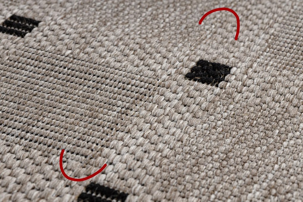 Covor sisal Floorlux 20079 Pătrat argintiu si negru - SECUNDAR-COTATI PRODUSUL