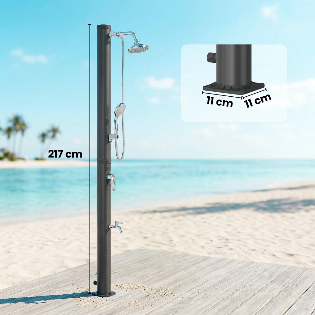 Outsunny Duș Solar 20L, Protecție Anti-îngheț Brevetată, Duș de Grădină Negru | Aosom Romania