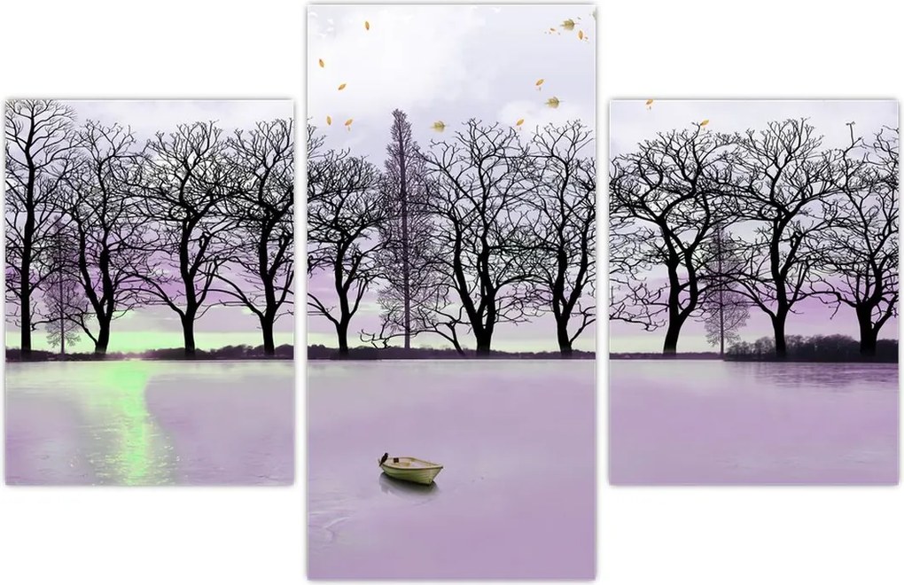 Tablou - Barcă pe lac (90x60 cm)